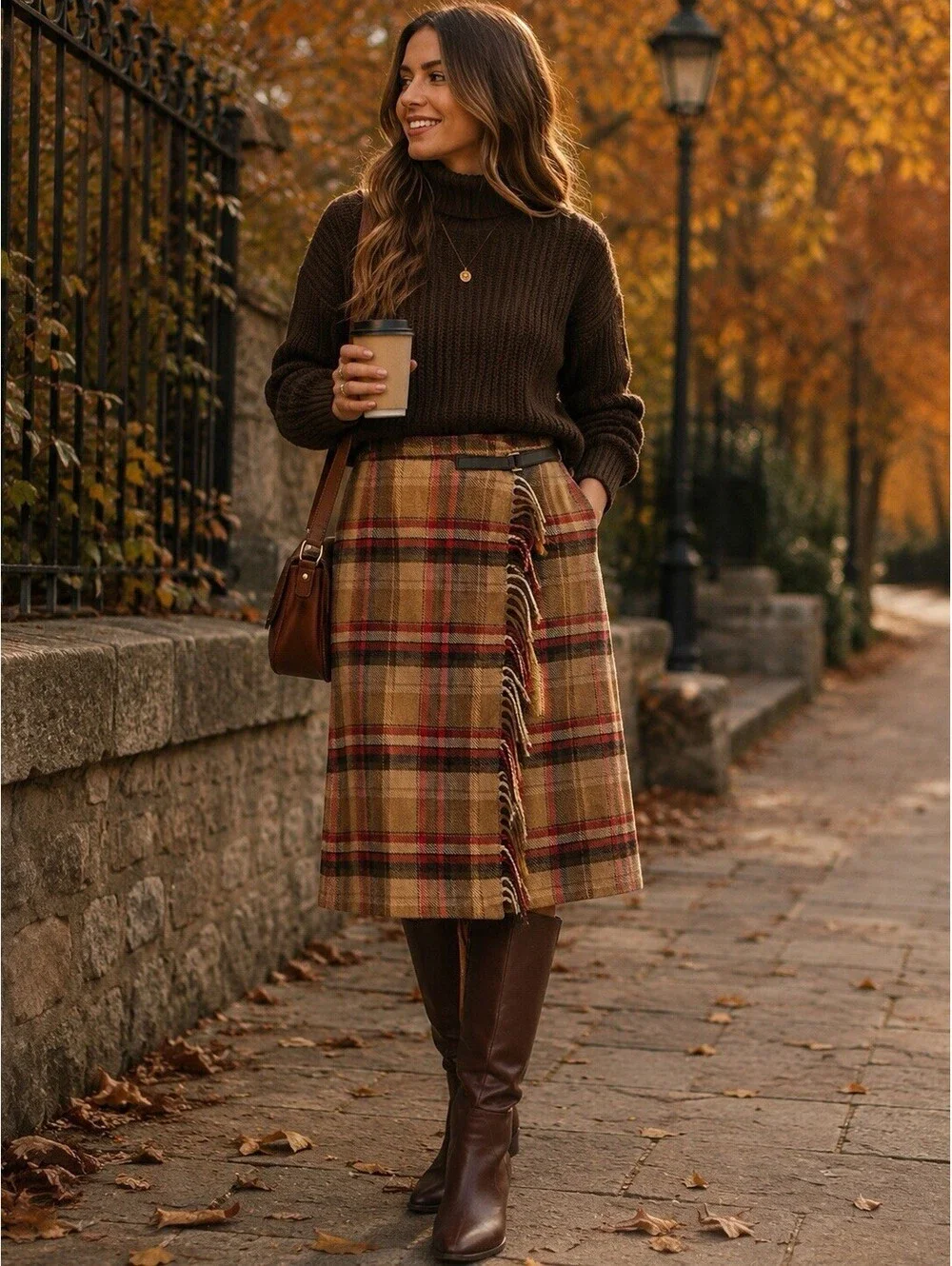Jocylyn Smith Vintage Wool Plaid Fringe Skirt Size 8